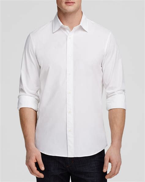 michael kors slim fit stretch cotton shirt|Michael Kors white shirt.